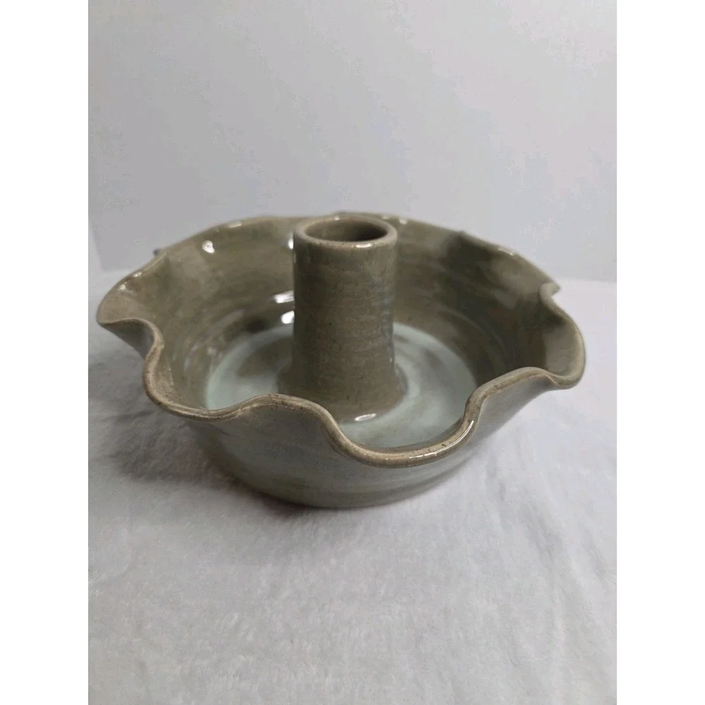 Vintage 2007 Allen Hamm Studio Pottery Chicken Roaster Ruffled Glazed Stoneware